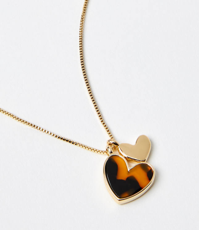 Tortoiseshell Print Heart Necklace