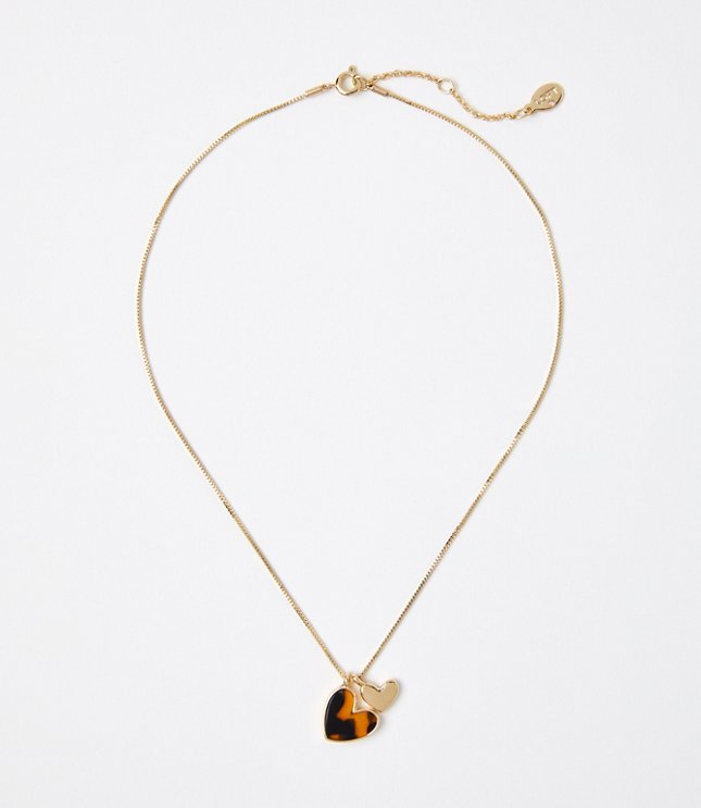 Tortoiseshell Print Heart Necklace