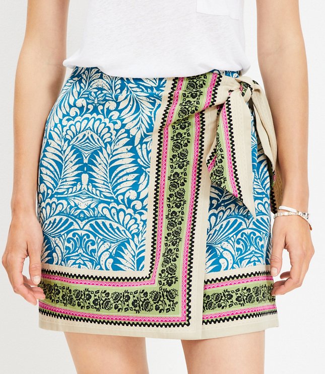 Petite Palm Mini Wrap Skirt