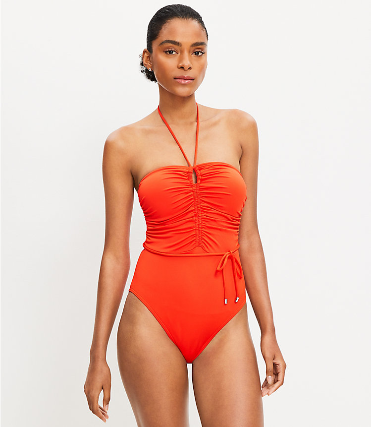 LOFT Beach Ruched Halter One Piece Swimsuit image number 0