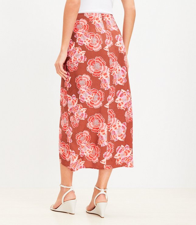 Petite Textured Floral Twist Sarong Midi Skirt