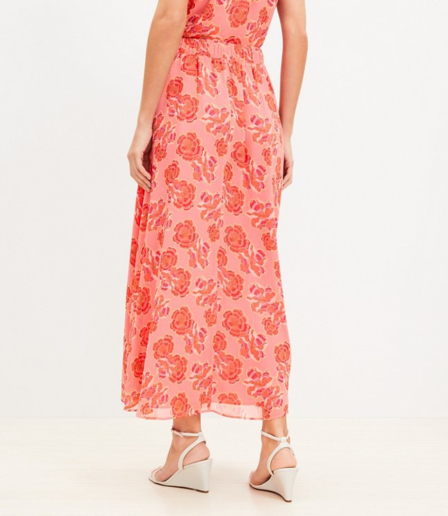 Petite Textured Floral Pull On Maxi Skirt
