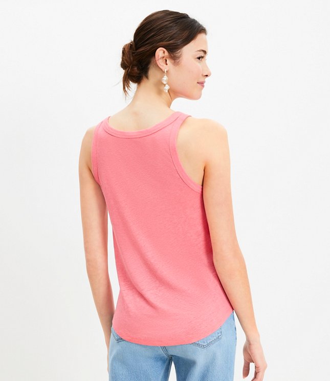 Petite Linen Blend Henley Tank Top