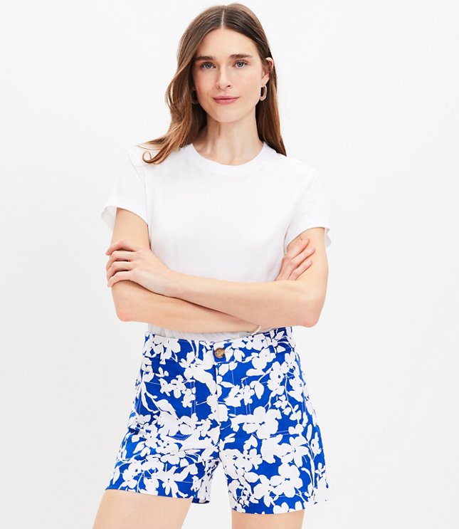 Petite Palmer Shorts in Forget Me Not Twill