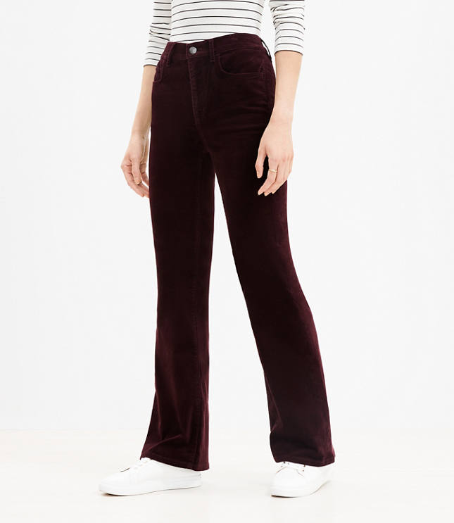 Curvy Five Pocket Slim Flare Pants in Velvet