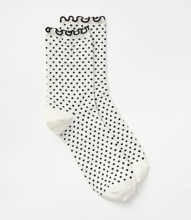 Dotted Ruffle Crew Socks