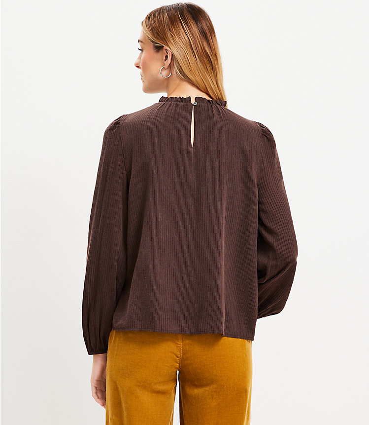 Textured Trimmed Ruffle Neck Blouse image number 2