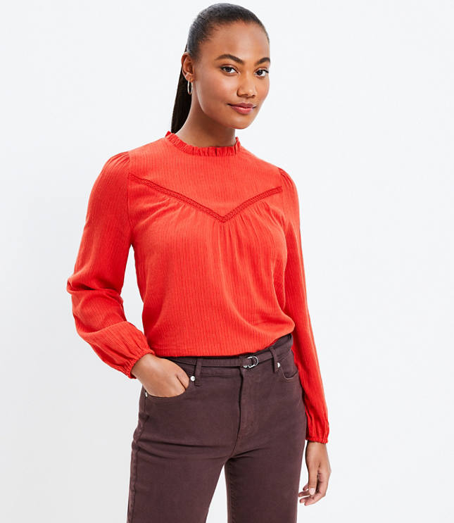 Pleated Tie Neck Top