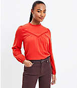 Textured Trimmed Ruffle Neck Blouse carousel Product Image 1