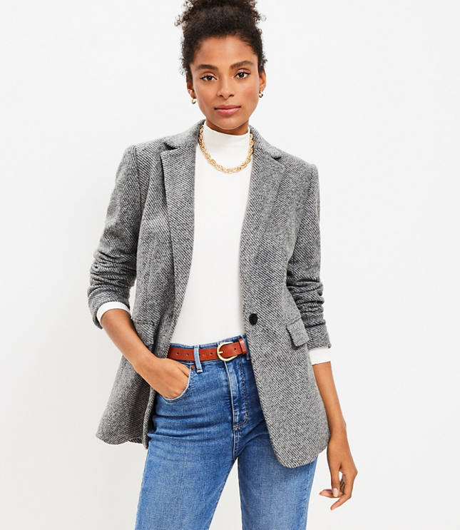 Textured Tweed Open Sweater Jacket