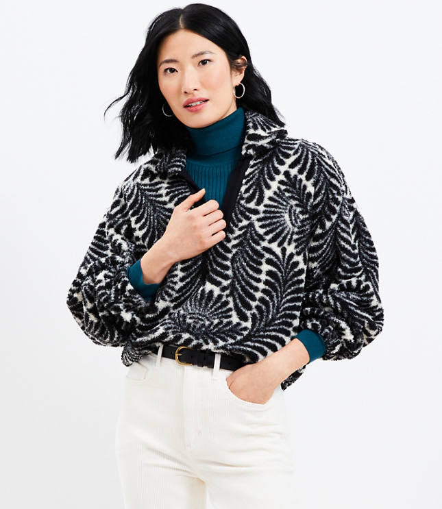 Fern Collared Cozy Sherpa Sweatshirt