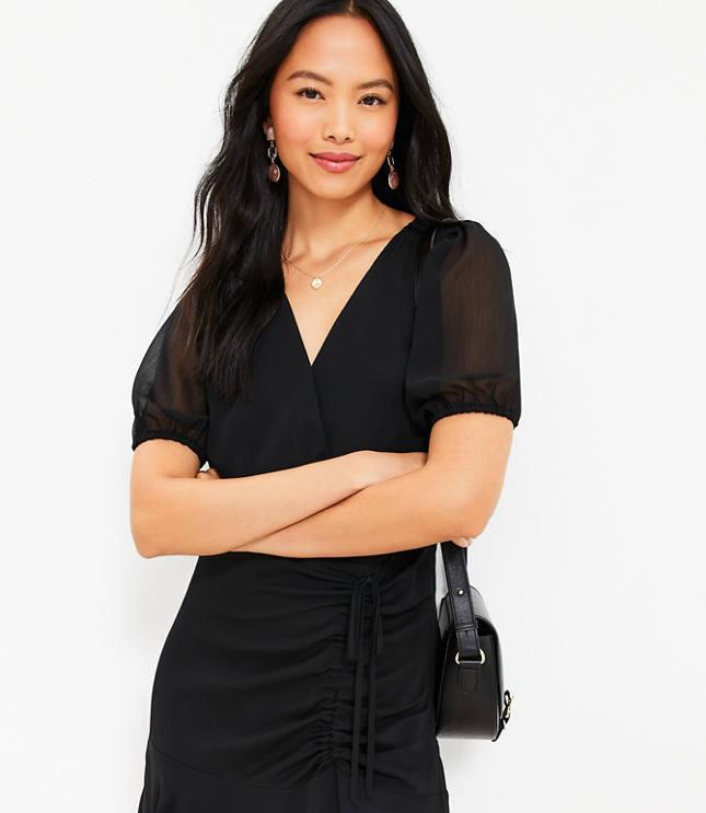Side Ruched Flare Dress