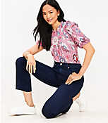 Pintucked High Rise Kick Crop Jeans in Classic Rinse Wash carousel Product Image 2