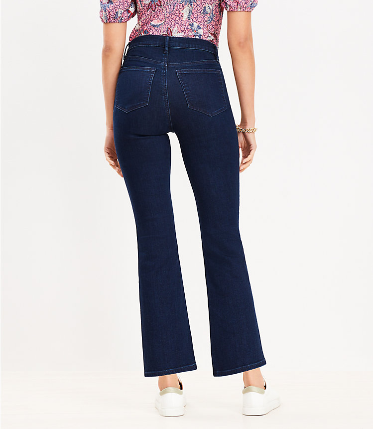 Pintucked High Rise Kick Crop Jeans in Classic Rinse Wash image number 2