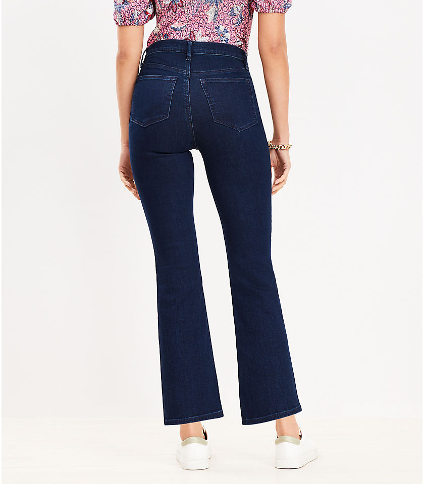 Pintucked High Rise Kick Crop Jeans in Classic Rinse Wash