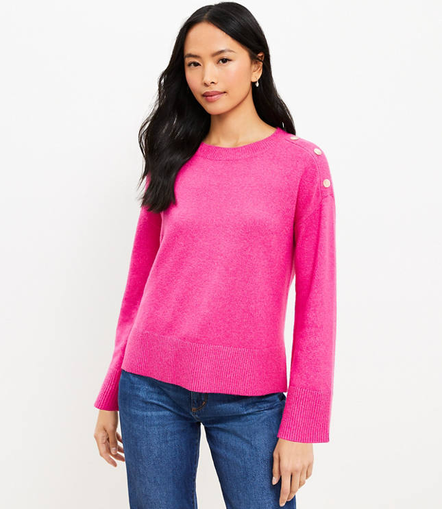 Shoulder Button Trim Sweater