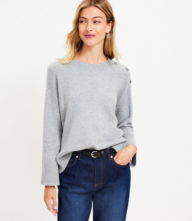 Shoulder Button Trim Sweater