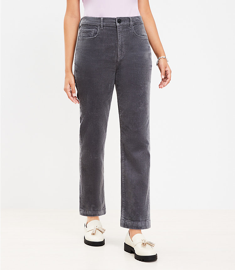 Curvy Straight Corduroy Pants image number null