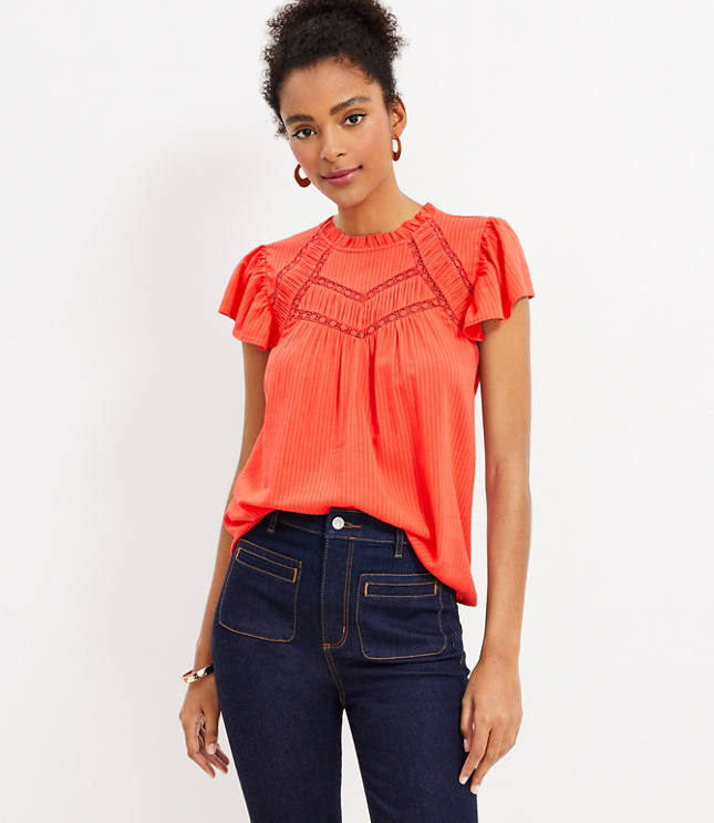 Indi and Cold Delores Short Sleeve Shirred Waist Blouse