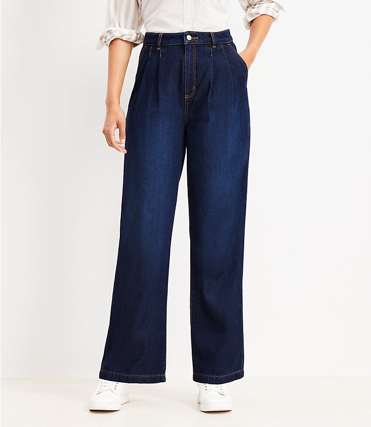 High Rise Palazzo Jeans in Classic Rinse Wash image number 0