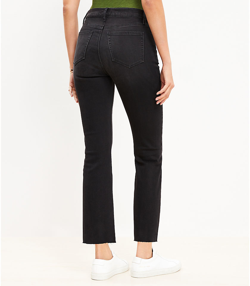 Petite Pintucked Fresh Cut High Rise Kick Crop Jeans in Washed Black