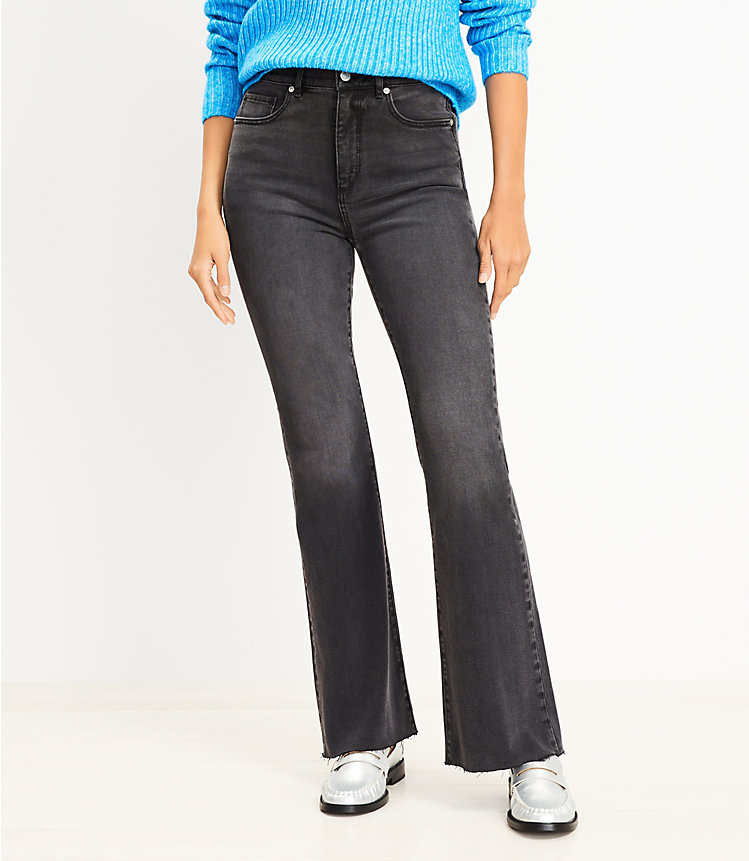 Petite Fresh Cut High Rise Slim Flare Jeans in Washed Black image number 0