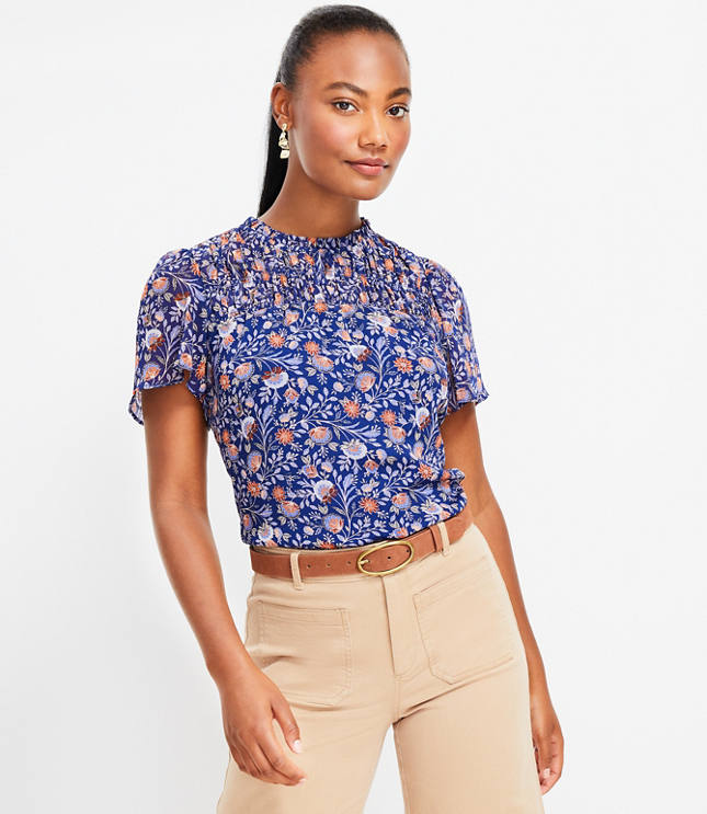 Floral Shirred Yoke Top