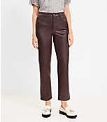 Curvy Five Pocket Straight Pants in Faux Leather carousel Product Image 1
