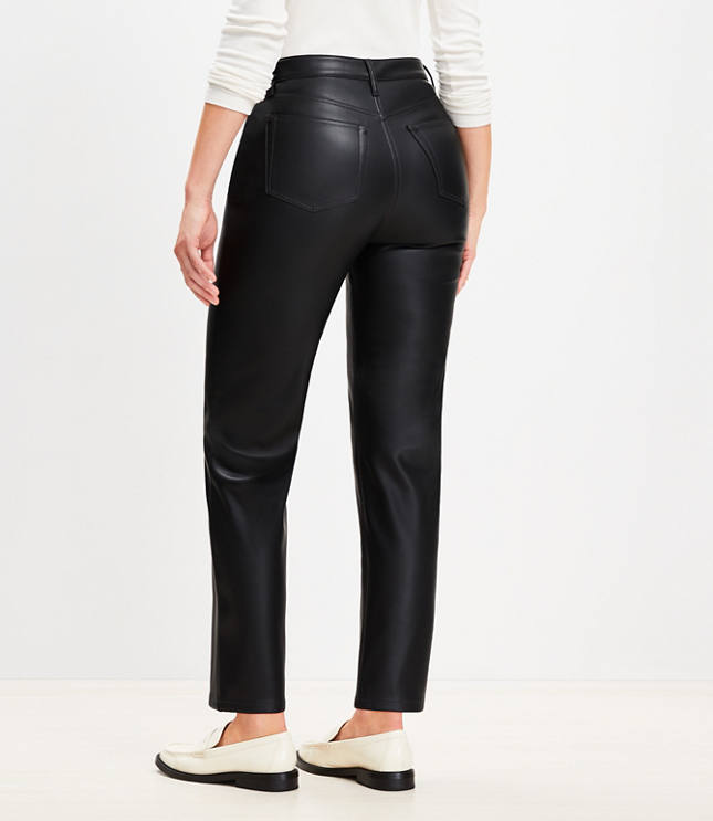 Curvy Five Pocket Straight Pants Faux Leather