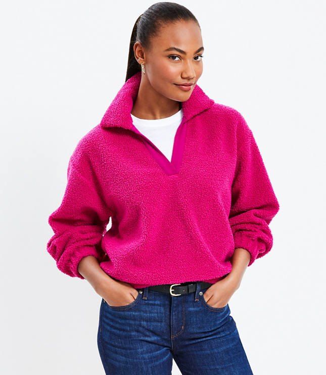 Hot pink shop sherpa pullover