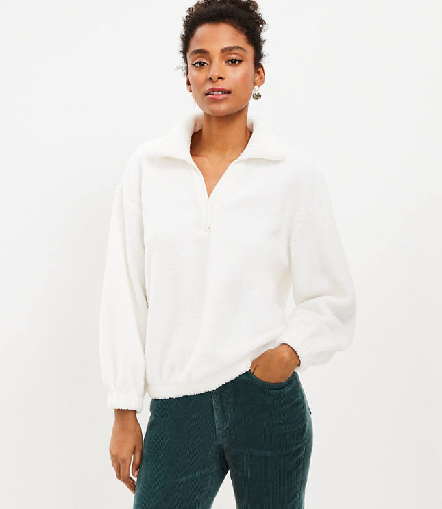 Collared Cozy Sherpa Sweatshirt