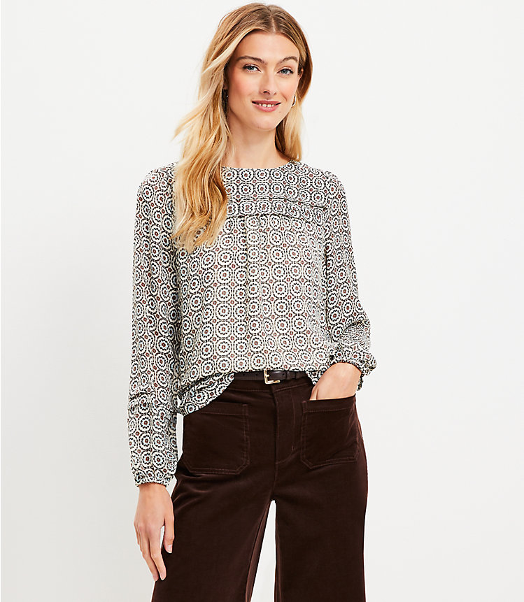 Tiled Stripe Pleated Blouse image number 0