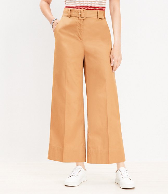 NWT LOFT Clay Brown Marisa Cropped Textured Cotton Ankle Tie Pants