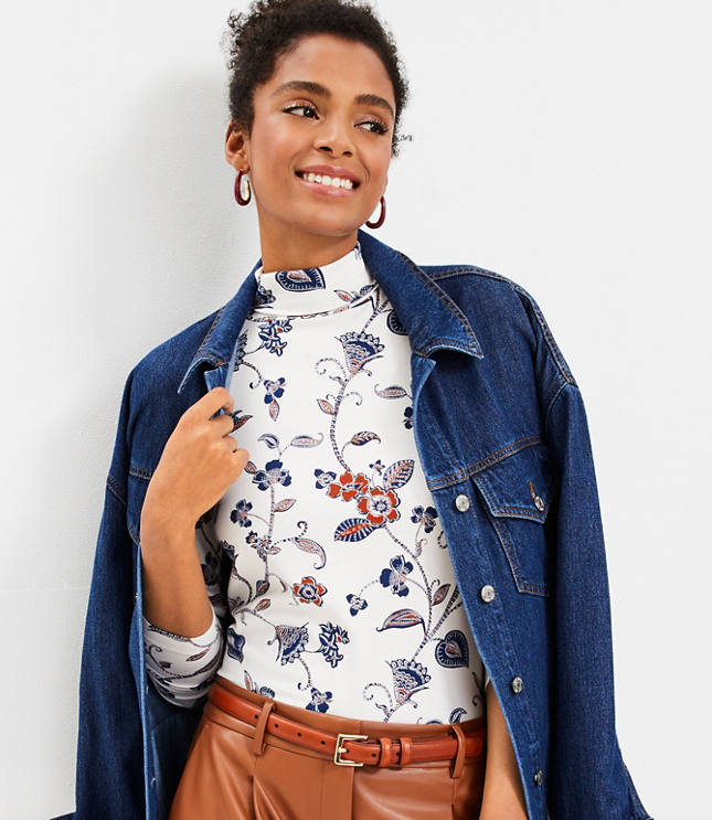 Womens floral outlet denim shirt