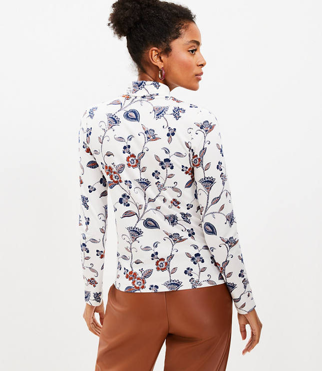 Floral turtleneck top sale