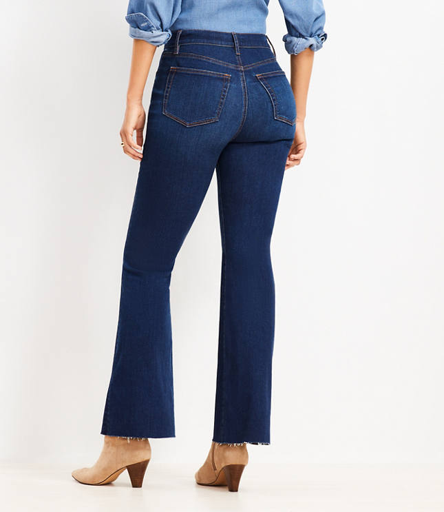 Petite Curvy Fresh Cut High Rise Slim Flare Jeans in Dark Wash