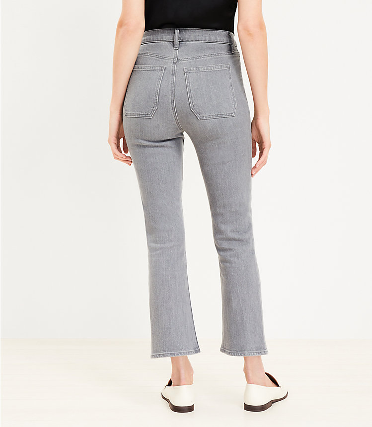 Petite Patch Pocket High Rise Kick Crop Jeans in Grey image number 2
