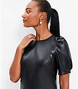 Faux Leather Ruched Sleeve Shift Dress carousel Product Image 2