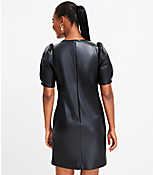 Faux Leather Ruched Sleeve Shift Dress carousel Product Image 3