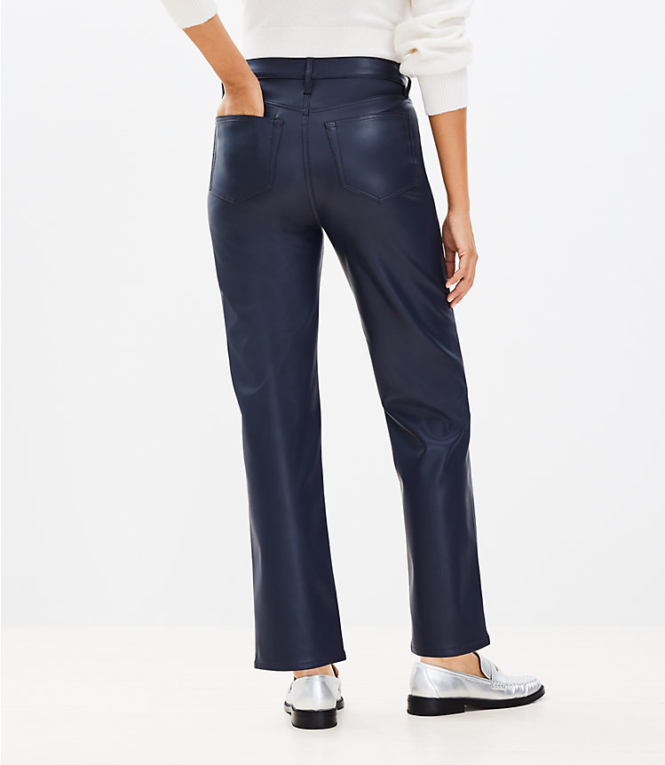 Tall Five Pocket Straight Pants in Faux Leather image number 2