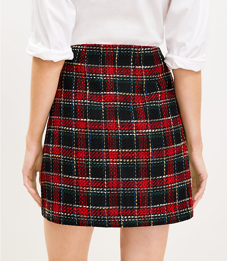 Plaid Textured Tweed Shift Skirt image number 3