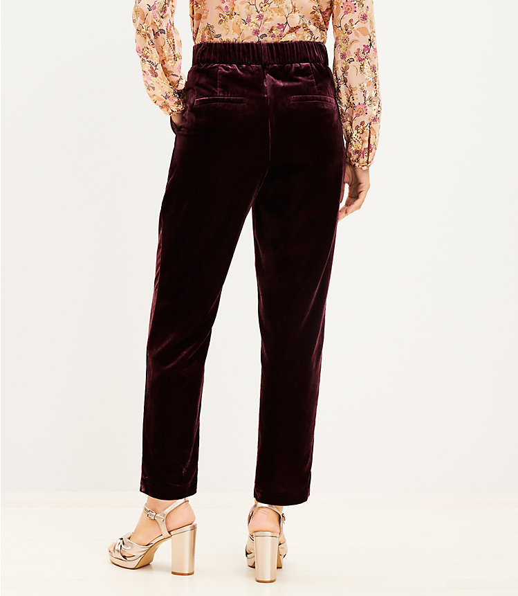 Pleated Tapered Pants in Velvet image number 2