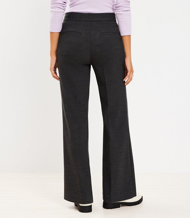 Curvy Petite Wide Leg Trousers in Heathered Doubleface