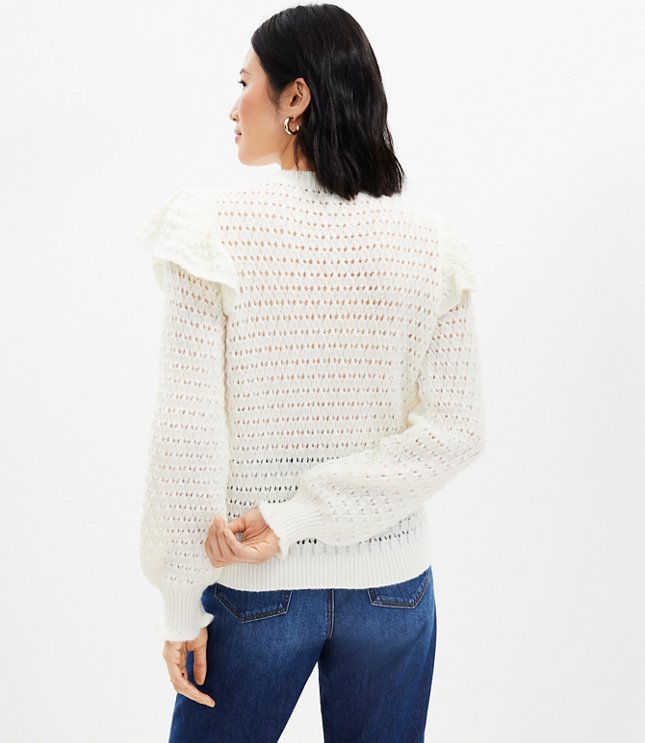 Petite Shoulder Ruffle Sweater