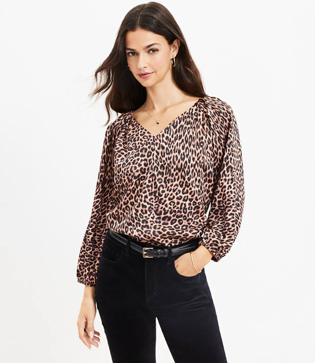 Lou & Grey for LOFT Animal Print Leopard Print Black Casual Pants