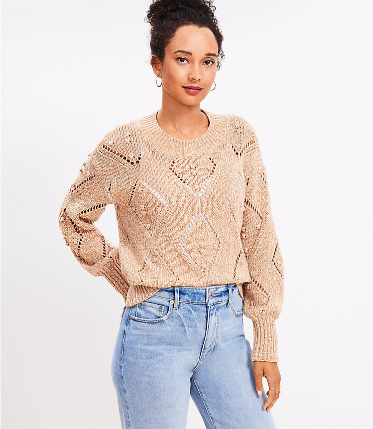 Marled Geo Pointelle Bobble Sweater image number 0