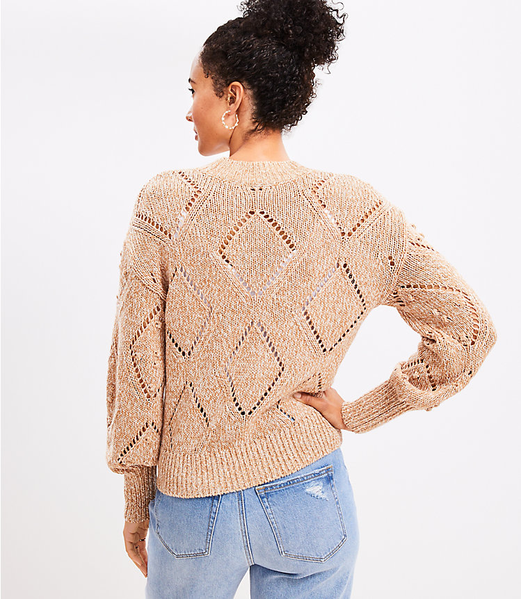 Marled Geo Pointelle Bobble Sweater image number 2