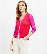 Colorblock Ribbed V-Neck Cardigan carousel Product Image 3