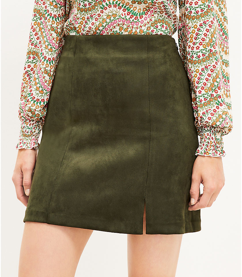 Petite Seamed Faux Suede Skirt
