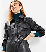 Petite Faux Leather Shirt Jacket carousel Product Image 2